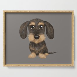 Wirehaired Dachshund | Cute Wire Haired Wiener Dog | Wild Boar and Tan Teckel Serving Tray