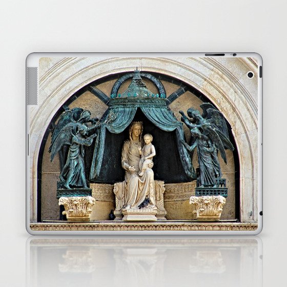 Orvieto Cathedral Madonna and Child Angels Facade Sculpture Closeup Laptop & iPad Skin