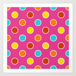 Geometric Candy Dot Circles In Bright Summer Multi Colors - Pink Yellow Orange Red Turquoise Art Print