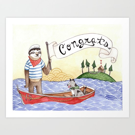 Sloth Congrats Art Print