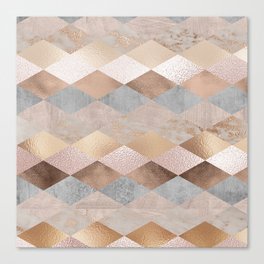 Copper and Blush Rose Gold Marble Argyle Canvas Print