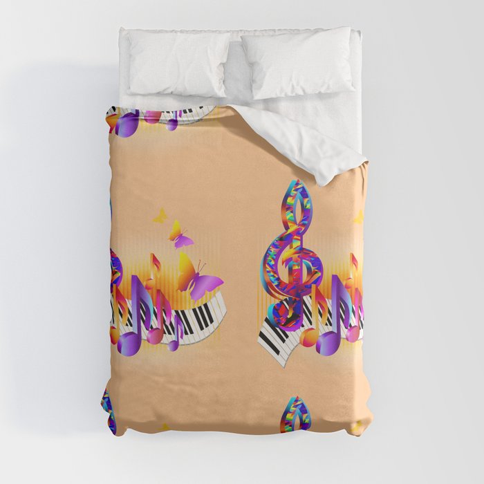 Music notes colorful design Duvet Cover