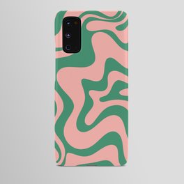 Liquid Swirl Contemporary Abstract Pattern in Blush Pink and Jade Green Android Case