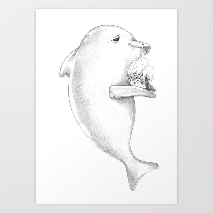 Puff Puff Pass the Pufferfish Art Print by Cute Animals Doing Drugs |  Society6