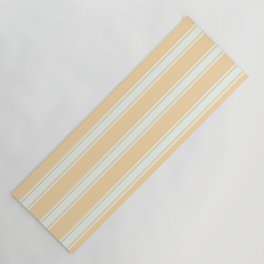 [ Thumbnail: Tan and Mint Cream Colored Lined Pattern Yoga Mat ]