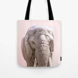 Elephant Portrait and Pink Sky Tote Bag