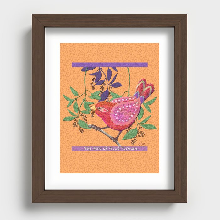 Bird Of Good Fortune Mosiac Art Recessed Framed Print