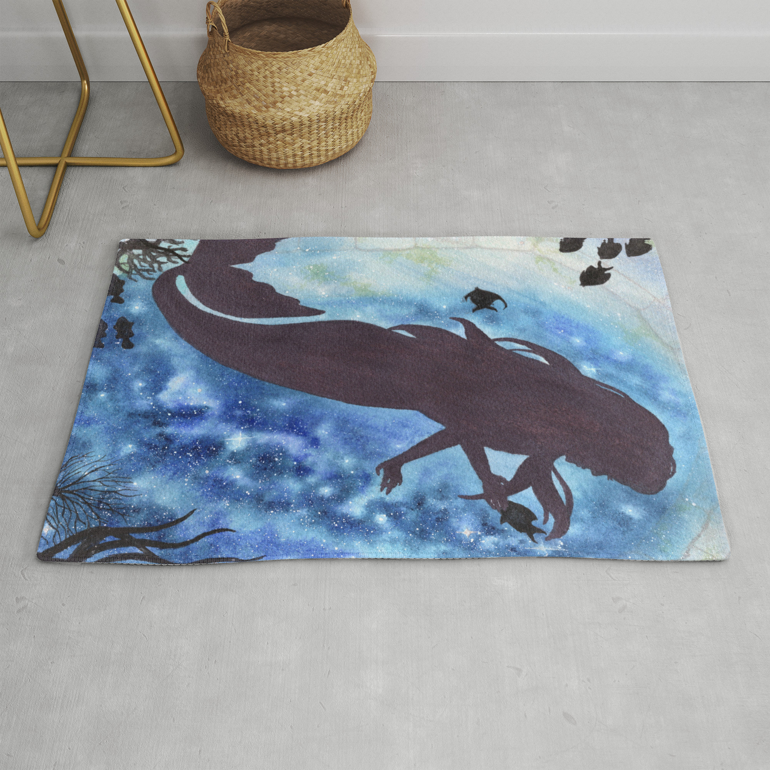 Galax Sea And Mermaid Watercolor Painting Rug By Kathryntmccardle