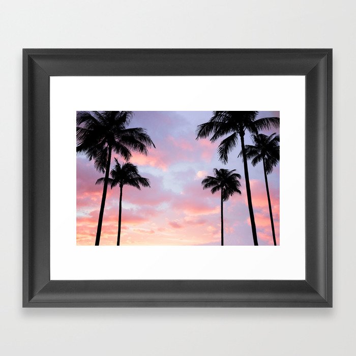 Palm Trees and Sunset Framed Art Print