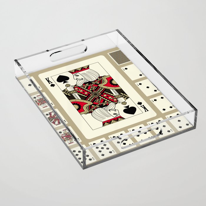 Playing cards of Spades suit in vintage style. Original design. Vintage illustration Acrylic Tray