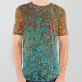 Vintage Copper and Teal Rust All Over Graphic Tee