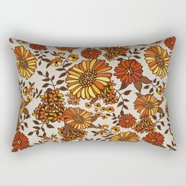 Retro 70s boho hippie orange flower power Rectangular Pillow