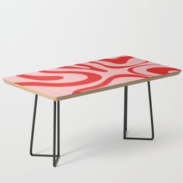 Modern Retro Liquid Swirl Abstract Pattern Vertical Cherry Red Pink Coffee Table