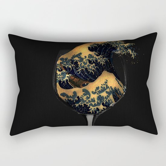 The Great wave in the glass Rectangular Pillow