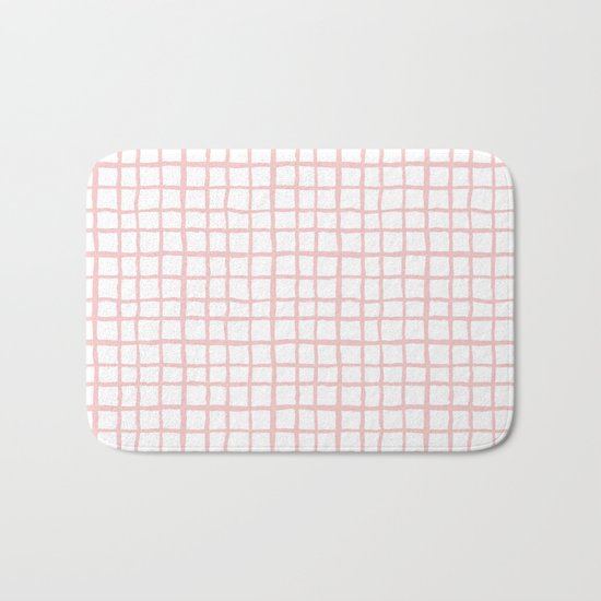 Pantone rose quartz grid pattern print minimal lines cross swiss cross painting hand drawn pastel Bath Mat