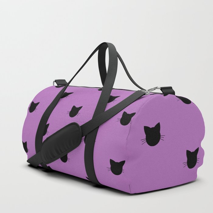 Purple Pattern Cute Cat Halloween Kitty Holiday Theme Home Decor Duffle Bag