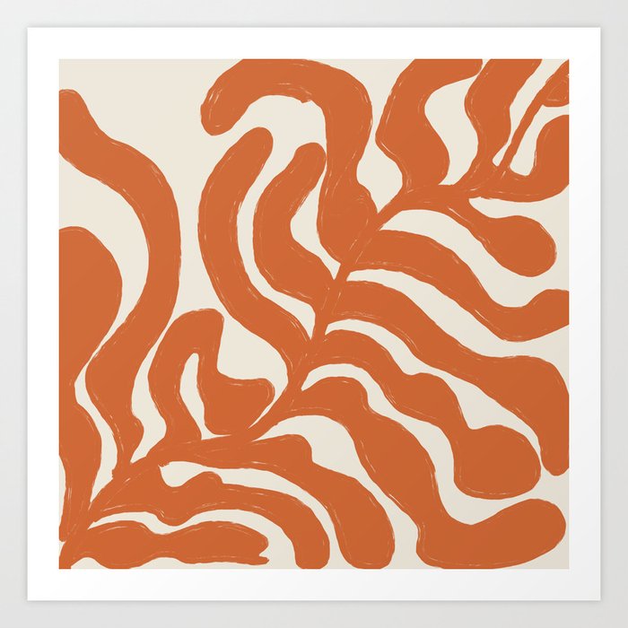 Vintage Orange Matisse Leaves Art Print