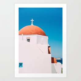 Orange Dome Church in Mykonos | Greece Photo Print | Greek Island Photography Art Print