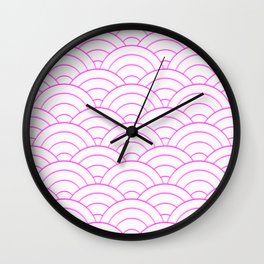 Pink White Art Deco Minimal Arch Pattern  Wall Clock