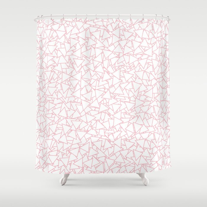 Pink And White Triangles Dizzy All Over Pattern Shower Curtain By Pink And White Triangles Dizzy All Over Pattern Shower Curtain By 5mmpaper Society6