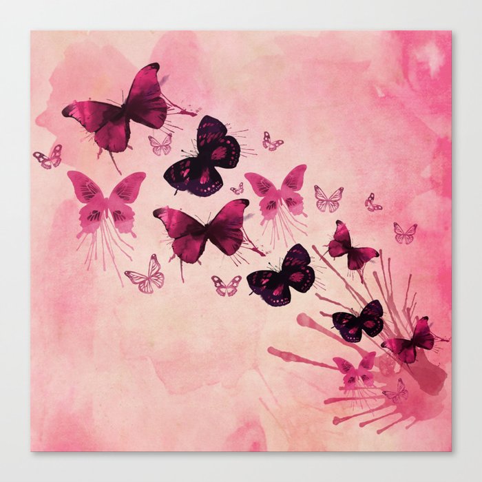 Pink Butterflies Watercolor Canvas Print By Digitaleffects Society6