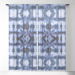 Blue Oxford Shibori Sheer Curtain