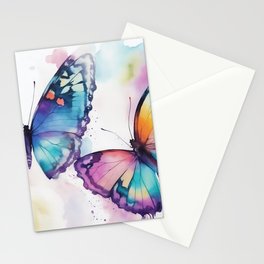Abstract Watercolor Butterflies Stationery Cards