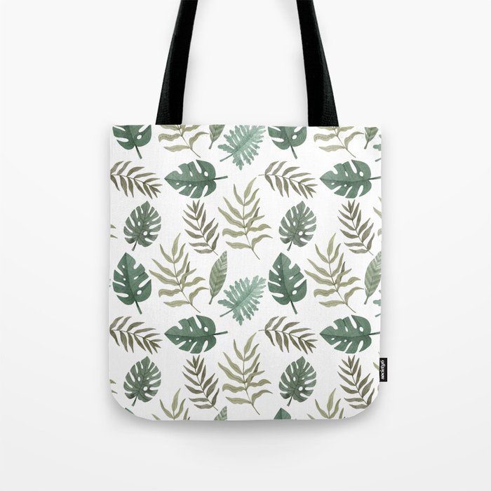 Watercolor seamless pattern with tropical leaves Tote Bag