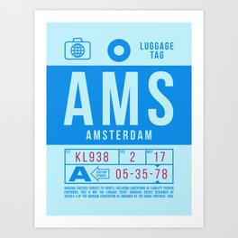 Luggage Tag B - AMS Amsterdam Netherlands Art Print