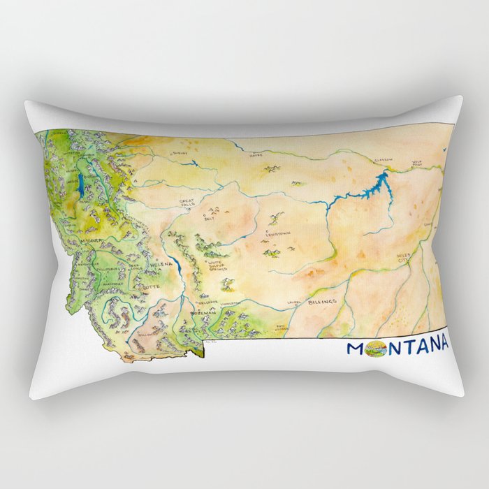 Montana Painted Map Rectangular Pillow