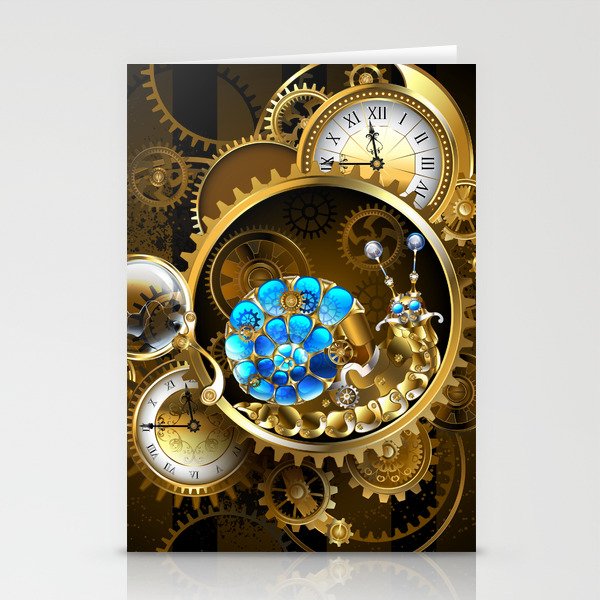 Mechanical Snail with Antique Clock Stationery Cards
