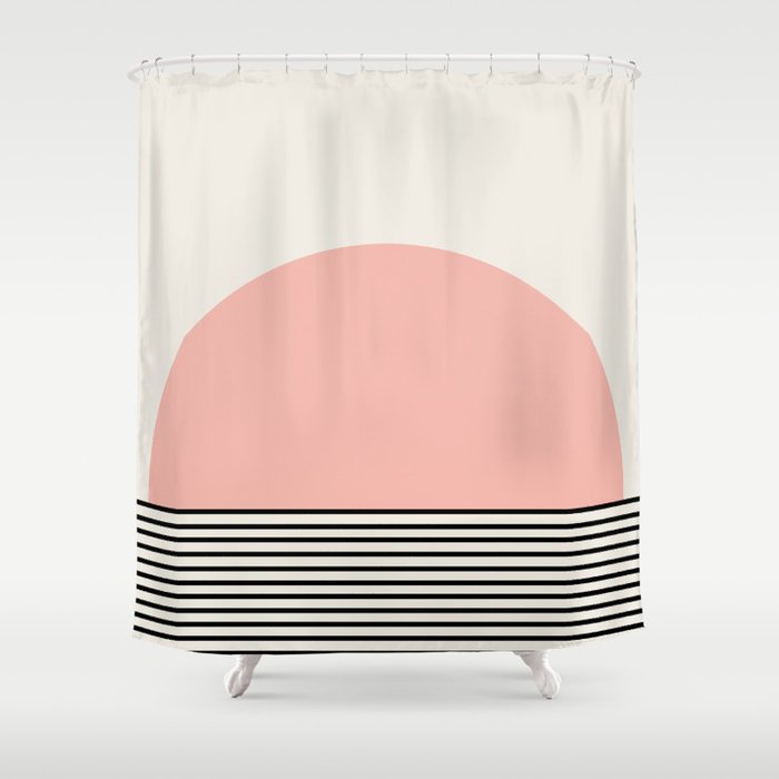 Sunrise / Sunset II - Pink & Black Shower Curtain