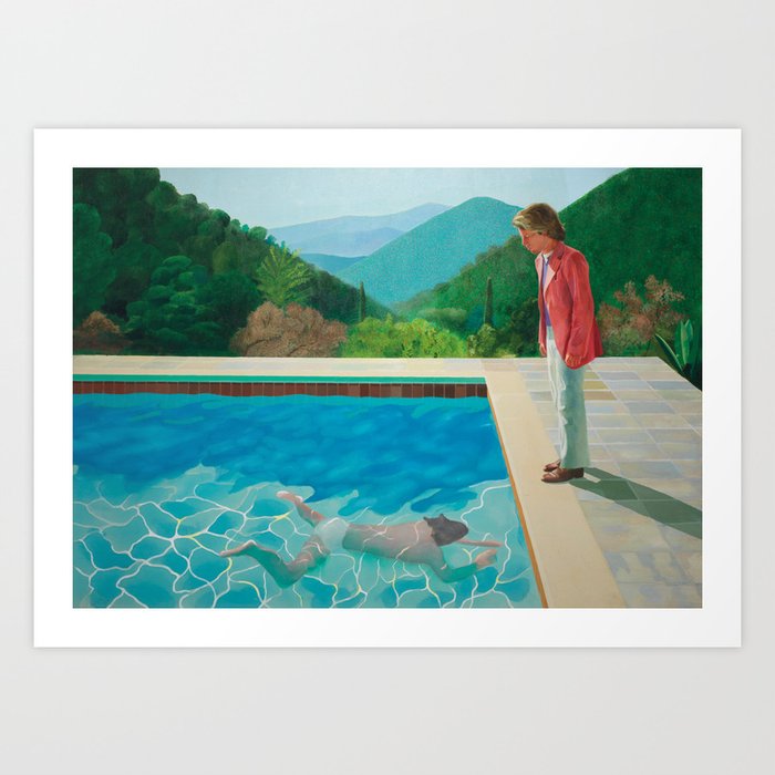 New David Hockney Portrait Of An Artist Pool With Two Figures 1972 Print Canvas