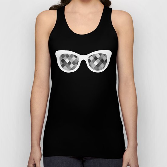 Diamond Eyes White on Black Unisex Tank Top