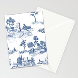 Toile de Jouy Vintage French Navy Blue White Pastoral Pattern Stationery Card