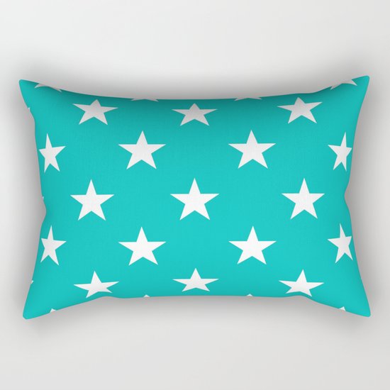 Stars (White/Tiffany Blue) Rectangular Pillow