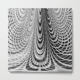 Wavy Black And White Grid Line Design Pattern Metal Print