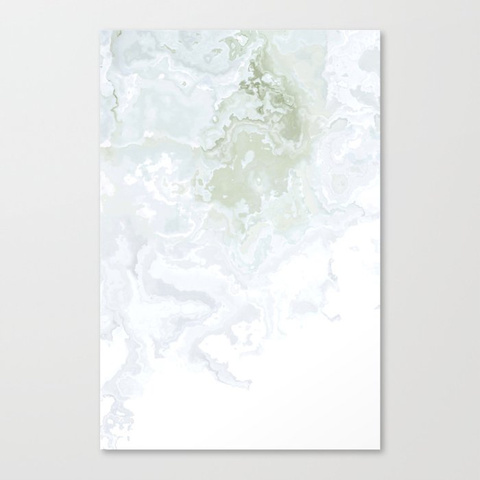 Light green cloudy Marble layout on solid sheet of wallpaper. Concept of home décor and interior designing Canvas Print