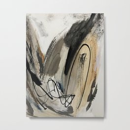 Drift [5]: a neutral abstract mixed media piece in black, white, gray, brown Metal Print