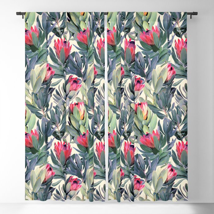 Painted Protea Pattern Blackout Curtain