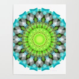Life Force - Blue Green Gray Mandala Art Poster
