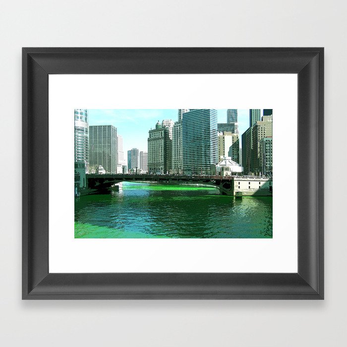 Chicago River on St. Patrick's Day #Chicago Framed Art Print