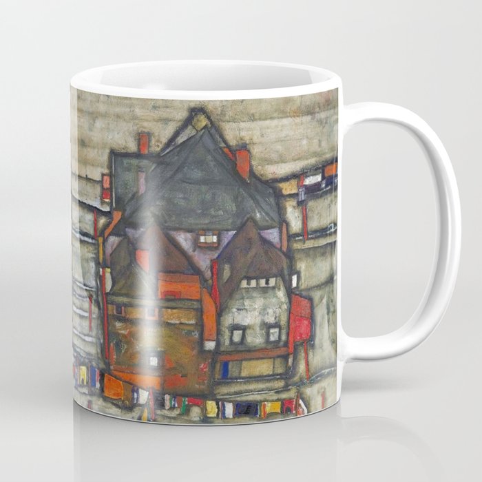 Village Houses with Laundry colorful landscape painting by Egon Schiele Coffee Mug