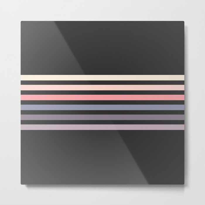 Minimal Muted Abstract Retro Stripes 70s Style - Toshitsune Metal Print