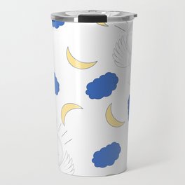 Dove With Halo Clouds and Moons Travel Mug