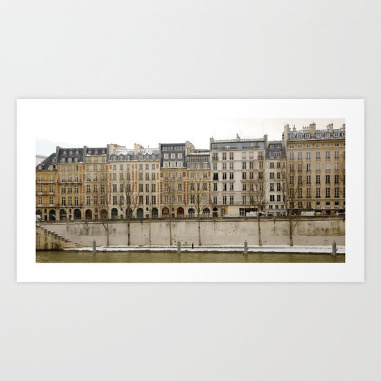 Snowy Apartments Paris Art Print