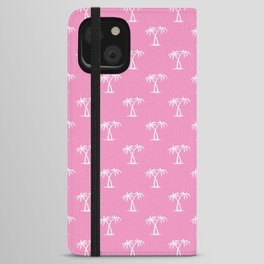 Pink And White Palm Trees Pattern iPhone Wallet Case