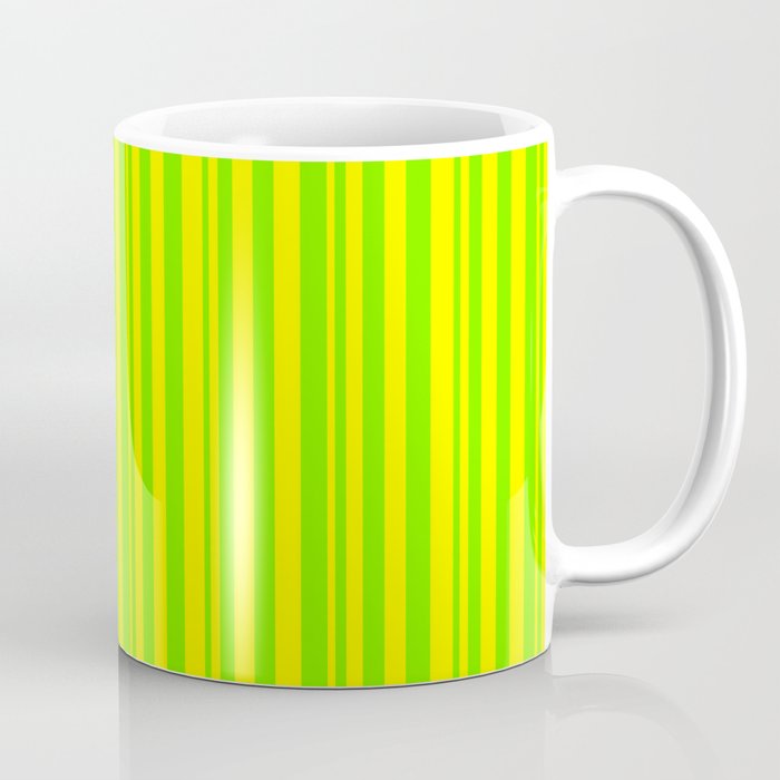 Green and Yellow Colored Stripes/Lines Pattern Coffee Mug