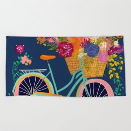 Springtime cycling Beach Towel