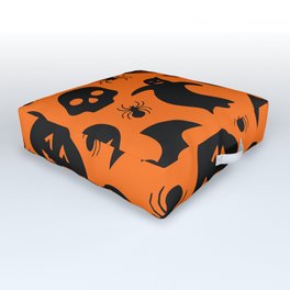 Halloween Spooky Trick-Or-Treat Orange & Black Outdoor Floor Cushion